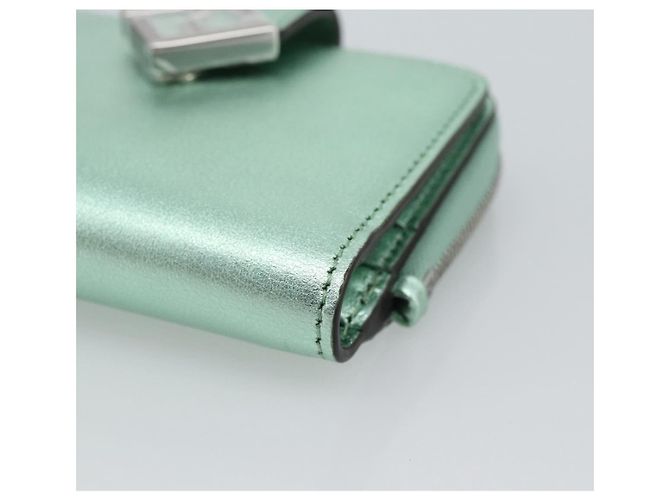 FENDI Compact Wallet Leather Green Silver 8M0490 - vista 7