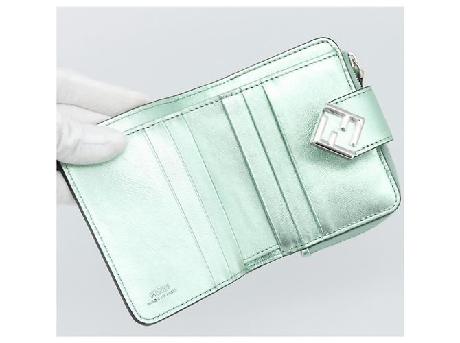 FENDI Compact Wallet Leather Green Silver 8M0490 - vista 8