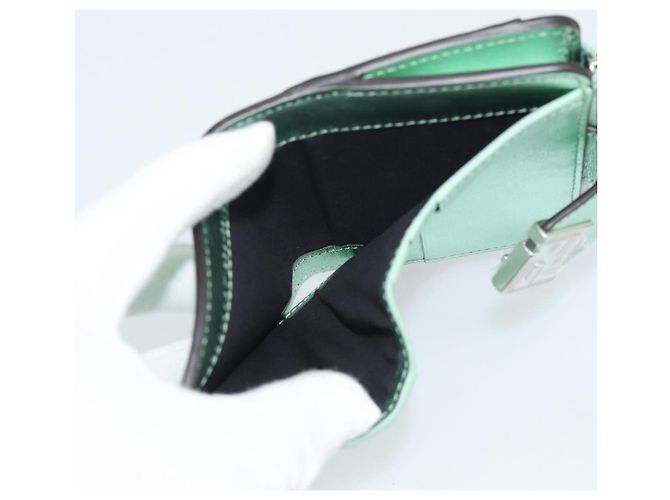 FENDI Compact Wallet Leather Green Silver 8M0490 - vista 9