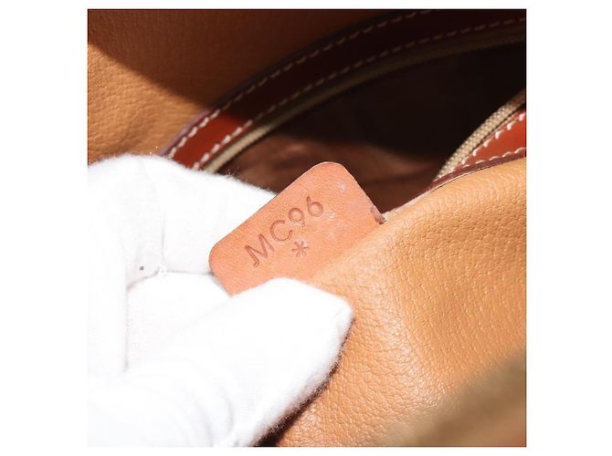 Céline CELINE Bolso de Mano Macadam PVC Cuero Marrón Dorado - vista 12