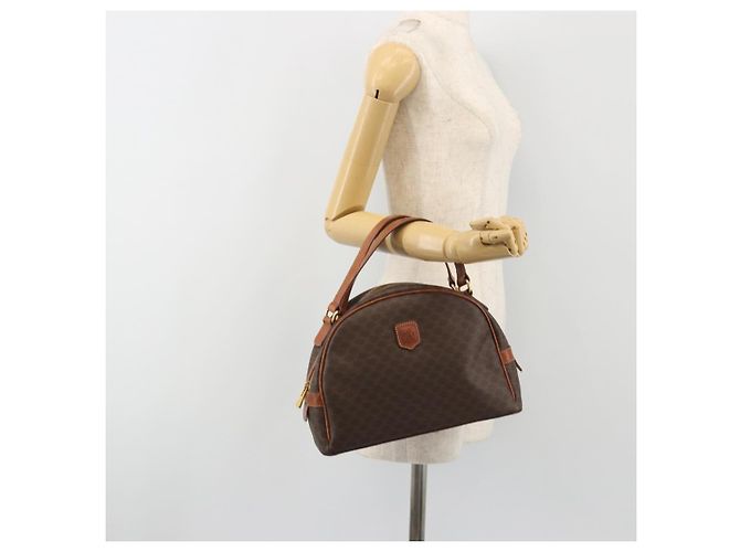 Céline CELINE Bolso de Mano Macadam PVC Cuero Marrón Dorado - vista 23