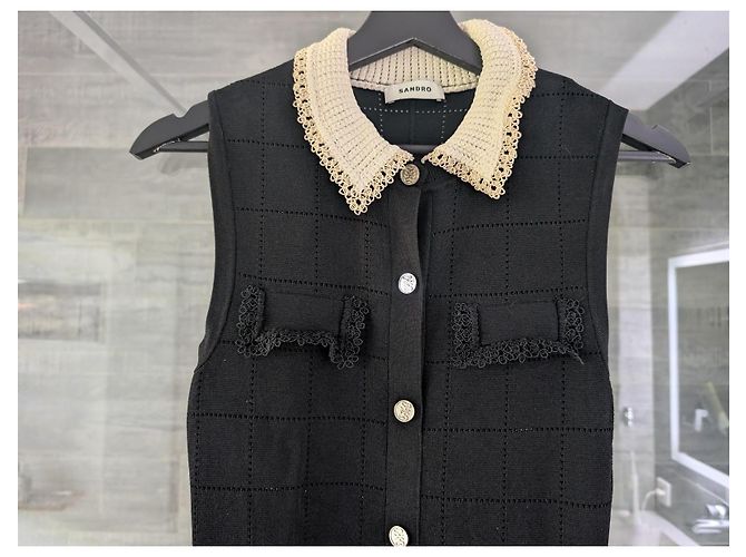 Sandro Precieuse Strickkleid lang Schwarz - Ansicht 2