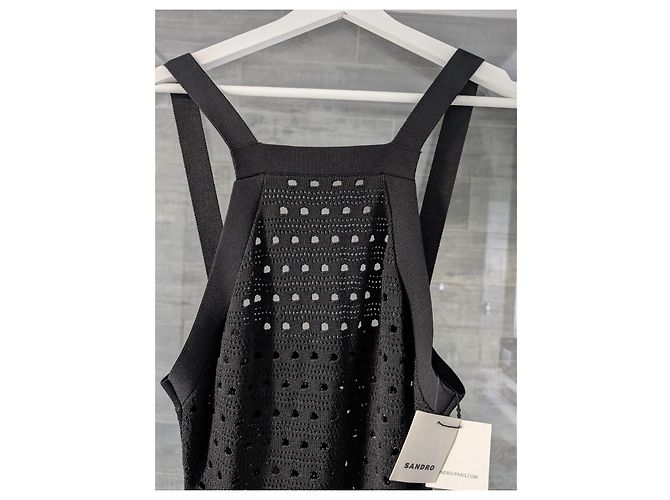 Sandro Susanne langes Häkelkleid schwarz - Ansicht 2