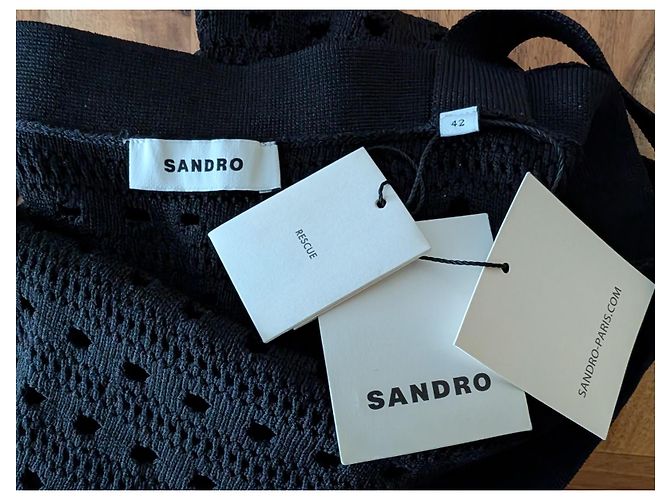Sandro Susanne langes Häkelkleid schwarz - Ansicht 4