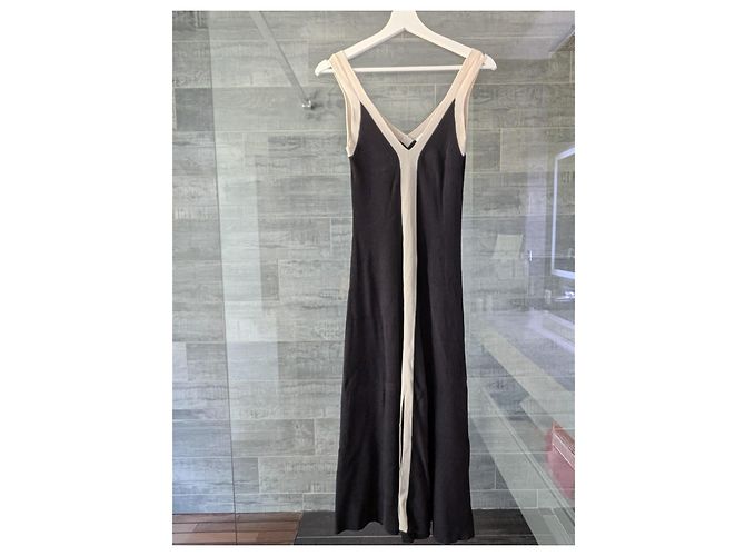 Sandro Piana Two Tone Rippstrick Maxikleid - Schwarz/Beige - Ansicht 2