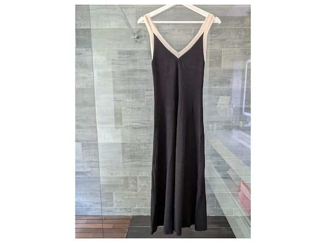 Sandro Piana Two Tone Rippstrick Maxikleid - Schwarz/Beige - Ansicht 4