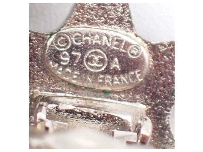 Chanel Vintage CC Round Clip-On Metal Small Argento - vista 7