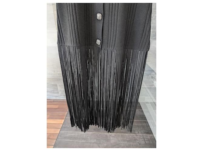 Sandro Astree langes schwarzes Strickkleid mit Fransen - Ansicht 4