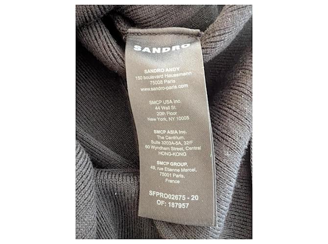 Sandro Astree langes schwarzes Strickkleid mit Fransen - Ansicht 7