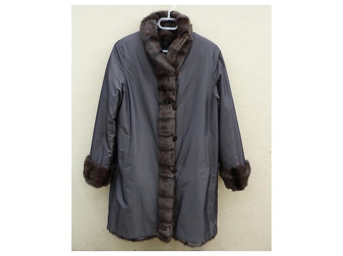 Autre Marque Abrigo Reversible de Piel Petit-Gris de Rusia Marrón oscuro - vista 2