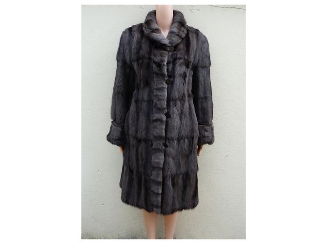 Autre Marque Abrigo Reversible de Piel Petit-Gris de Rusia Marrón oscuro - vista 3