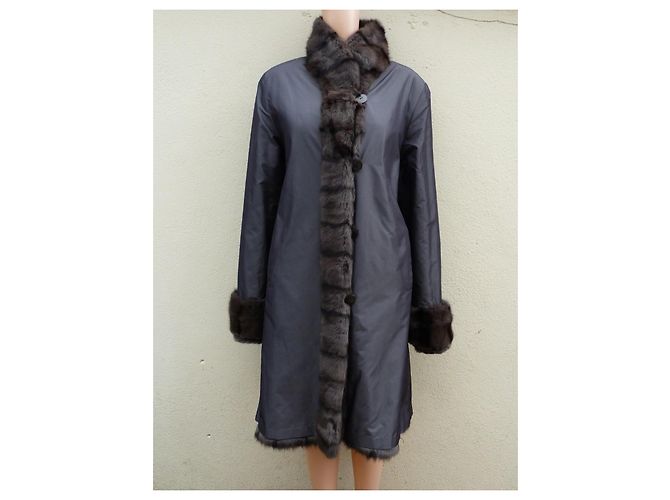 Autre Marque Abrigo Reversible de Piel Petit-Gris de Rusia Marrón oscuro - vista 4