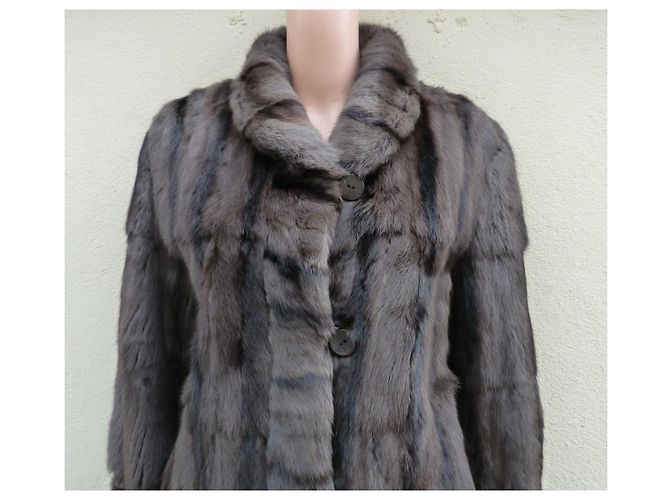 Autre Marque Abrigo Reversible de Piel Petit-Gris de Rusia Marrón oscuro - vista 5