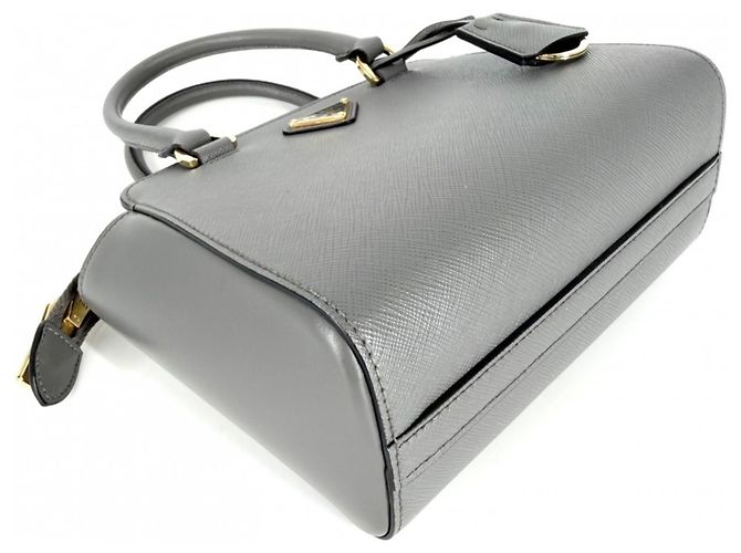 Borsa a mano in pelle grigia da donna Prada Marrone Bianco - vista 3