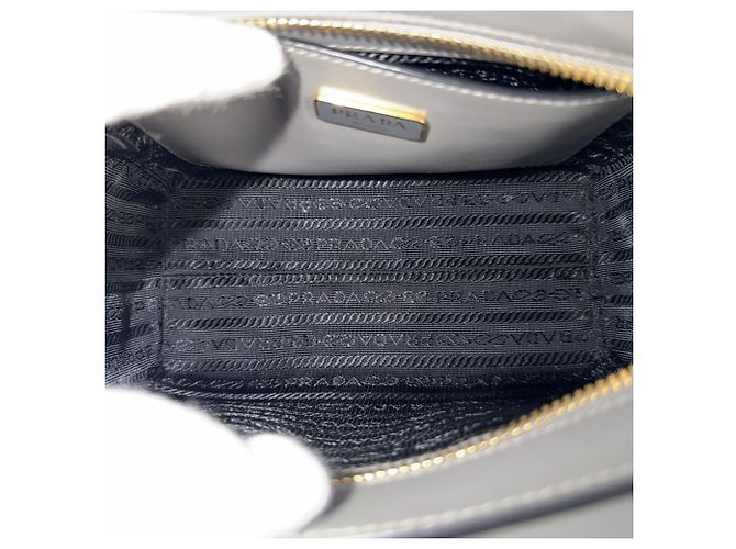 Borsa a mano in pelle grigia da donna Prada Marrone Bianco - vista 4
