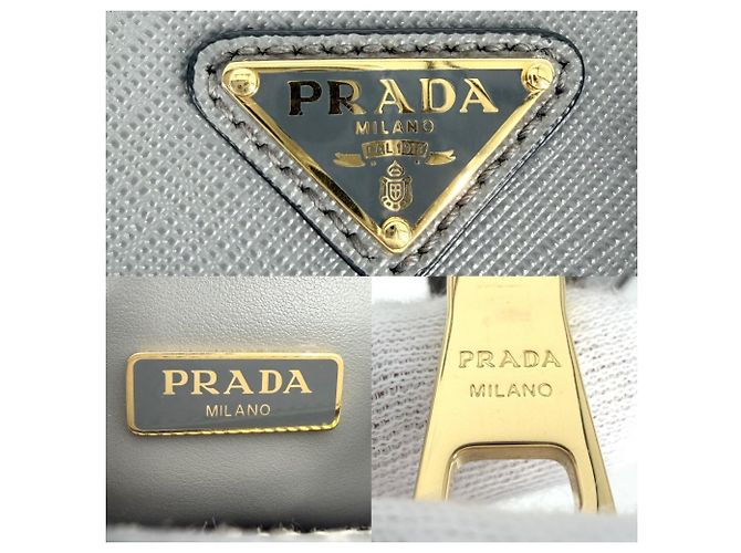 Borsa a mano in pelle grigia da donna Prada Marrone Bianco - vista 5