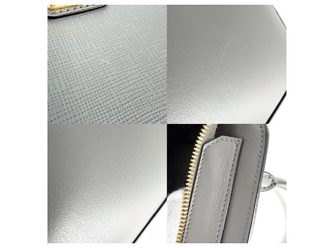 Borsa a mano in pelle grigia da donna Prada Marrone Bianco - vista 6