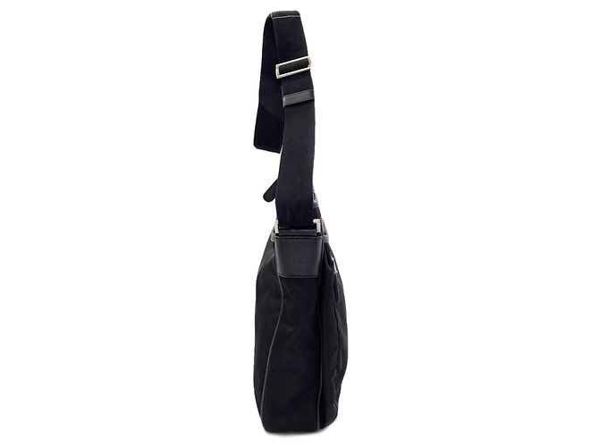 Borsa a tracolla Prada con logo triangolare in nylon nero - vista 3