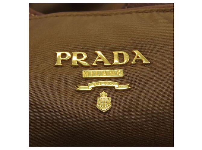 Prada Logo Nylon Tote Bag Brown - view 10
