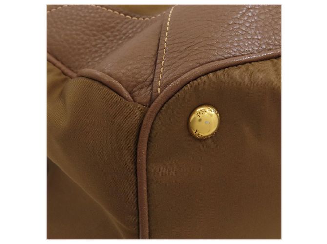 Prada Logo Nylon Tote Bag Brown - view 16