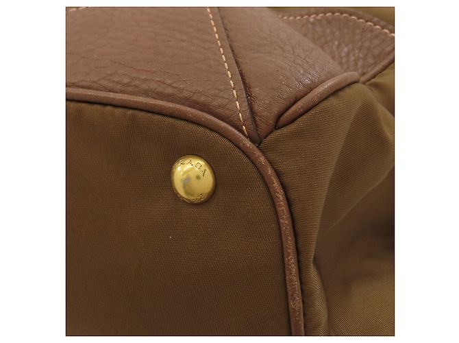 Prada Logo Nylon Tote Bag Brown - view 17