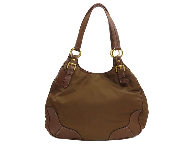 Prada Logo Nylon Tote Bag Brown - view 2