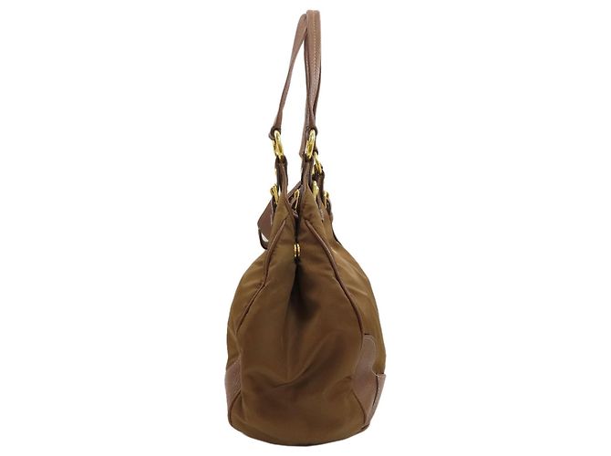 Prada Logo Nylon Tote Bag Brown - view 3