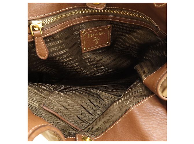 Prada Logo Nylon Tote Bag Brown - view 5