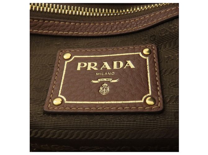 Prada Logo Nylon Tote Bag Brown - view 6