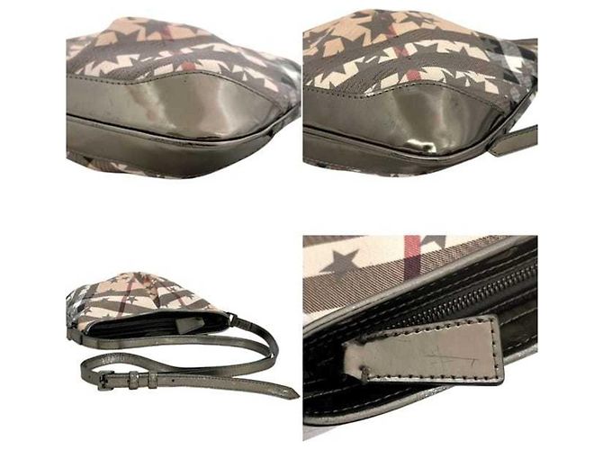 Borsa a tracolla Burberry in pelle PVC beige - vista 9