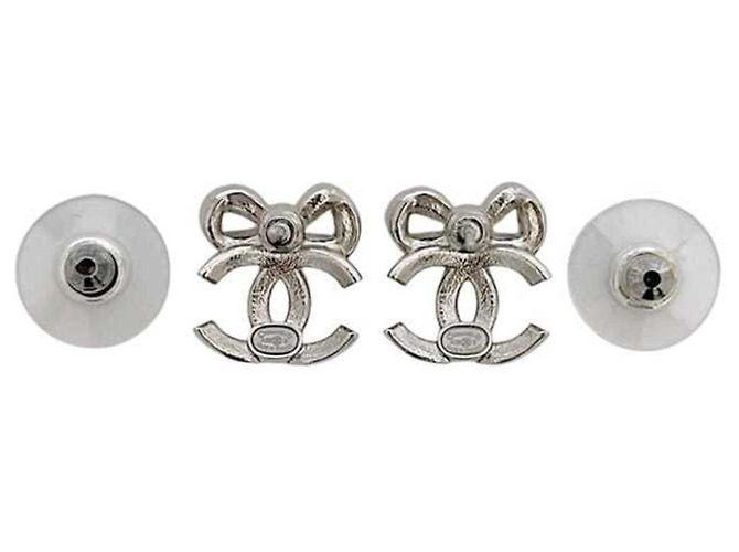 Orecchini a goccia Chanel argentati con strass Argento - vista 3
