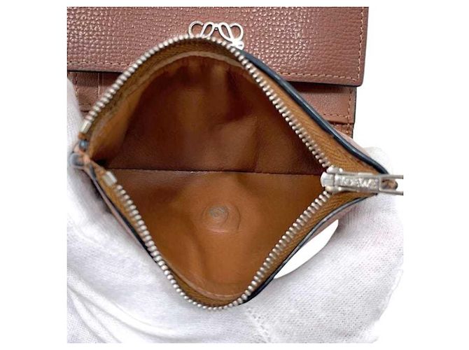Cartera tri-fold Loewe en piel marrón Castaño - vista 4