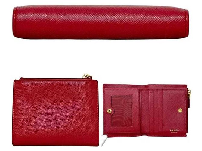 Cartera bi-fold Prada Saffiano Roja - vista 2