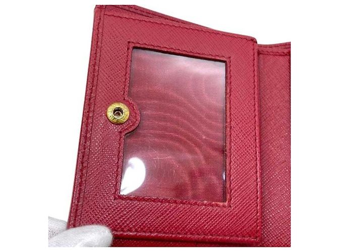Cartera bi-fold Prada Saffiano Roja - vista 6