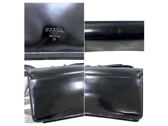 Borsa a tracolla in pelle Prada B6798 Nero - vista 6