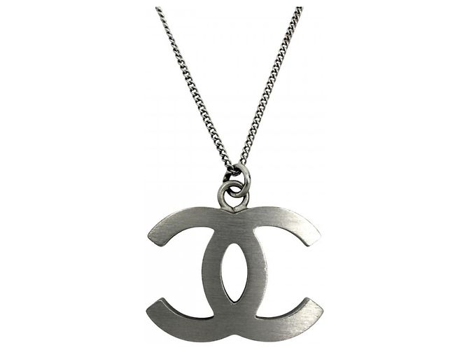 Collier Chanel en strass argenté - vue 2