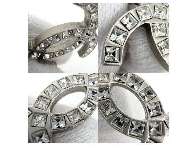 Collier Chanel en strass argenté - vue 7