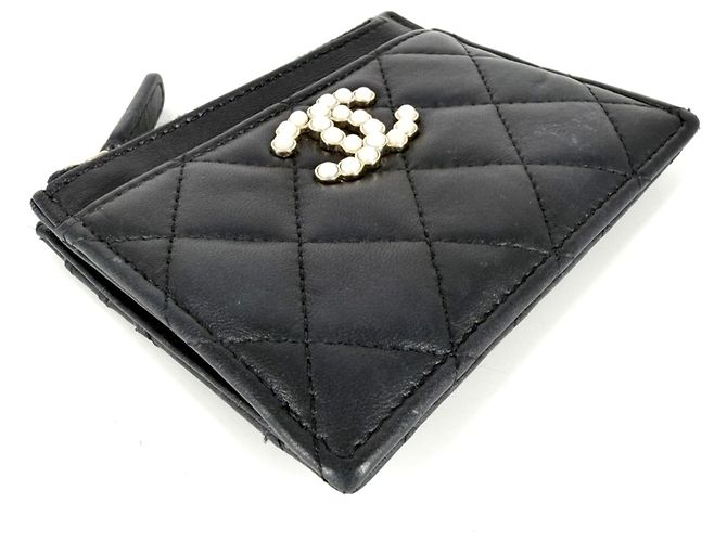 Tarjetero Chanel Negro Blanco - vista 3