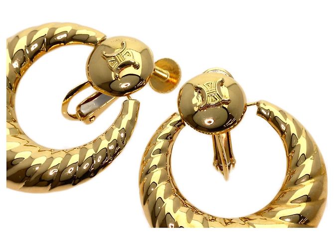 Céline Orecchini Celine Circle Macadam in oro giallo 18K - vista 3