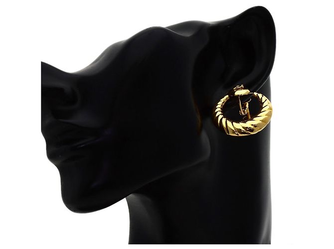 Céline Orecchini Celine Circle Macadam in oro giallo 18K - vista 4