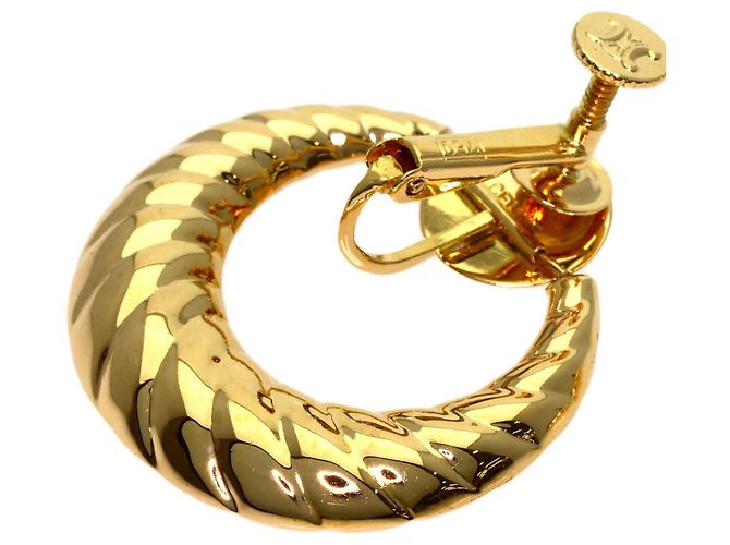 Céline Orecchini Celine Circle Macadam in oro giallo 18K - vista 5