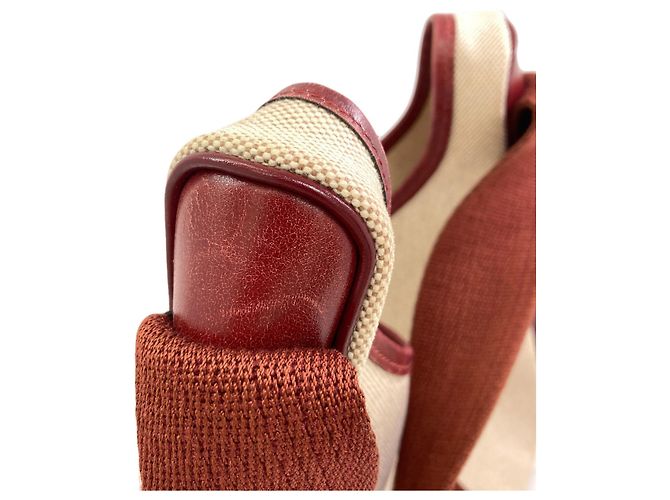 Hermès Borsa a tracolla Hermes Saco Toile H Marrone Rosso - vista 11
