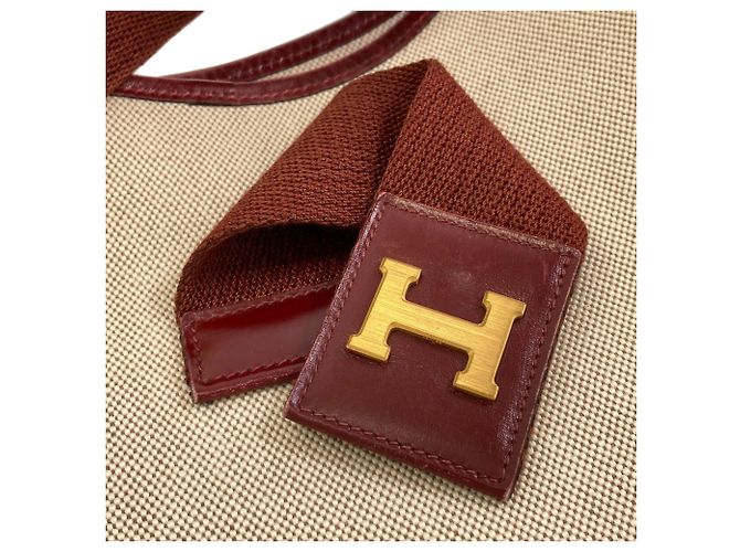 Hermès Borsa a tracolla Hermes Saco Toile H Marrone Rosso - vista 15