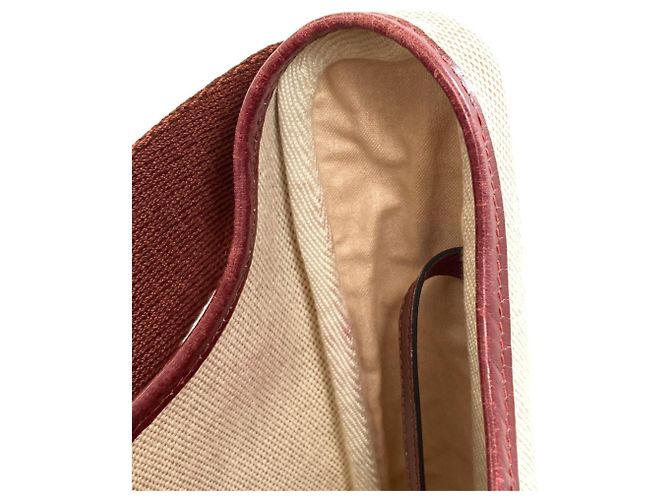 Hermès Borsa a tracolla Hermes Saco Toile H Marrone Rosso - vista 9