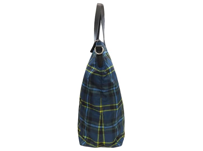 Prada Checkered 2-Way Tote Bag Blau Gelb - Ansicht 3