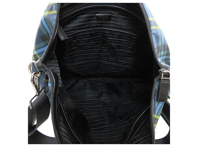 Prada Checkered 2-Way Tote Bag Blau Gelb - Ansicht 5