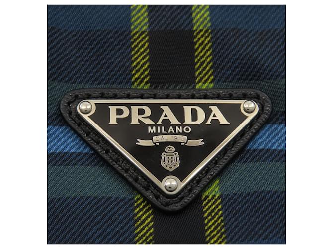 Prada Checkered 2-Way Tote Bag Blau Gelb - Ansicht 7