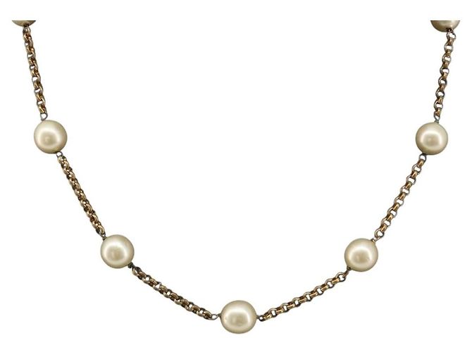 Chanel Pearl Station Metall und Kunstperlen Golden - Ansicht 3