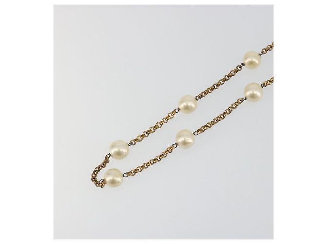Chanel Pearl Station Metall und Kunstperlen Golden - Ansicht 4