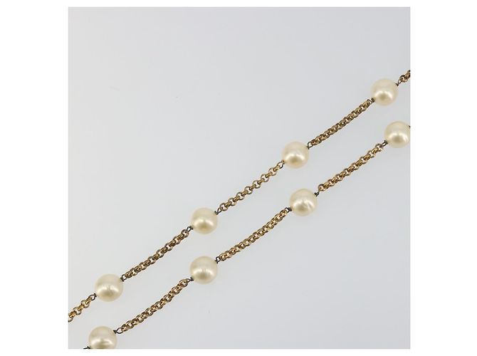 Chanel Pearl Station Metall und Kunstperlen Golden - Ansicht 5